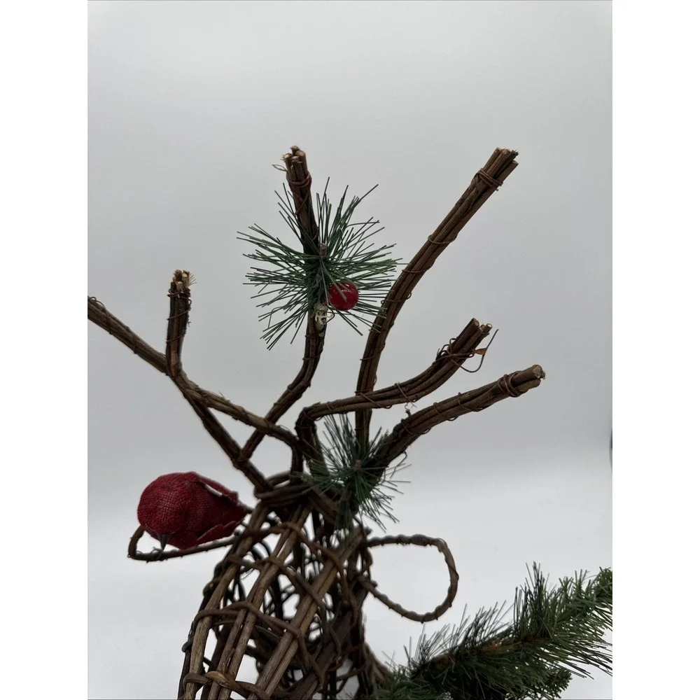 Reindeer Rustic Wicker Deer Tree Topper Or Stand Alone 17.5